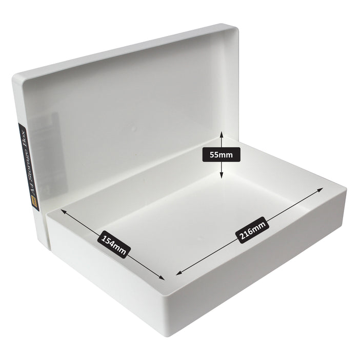 TOUGH, heavy duty A4 plastic storage box, opaque white, internal dimensions