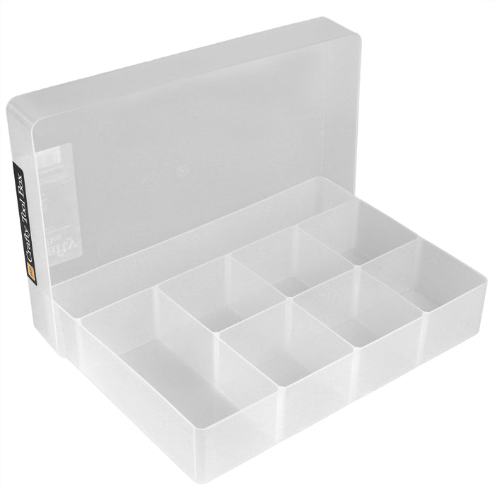 WestonBoxes crafty tool box with fixed dividers clear plastic craft storage box internal compartments