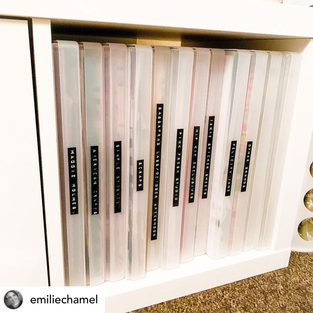 12x12 scrapbook paper storage boxes in an ikea kallax from @emiliechamels craftroom