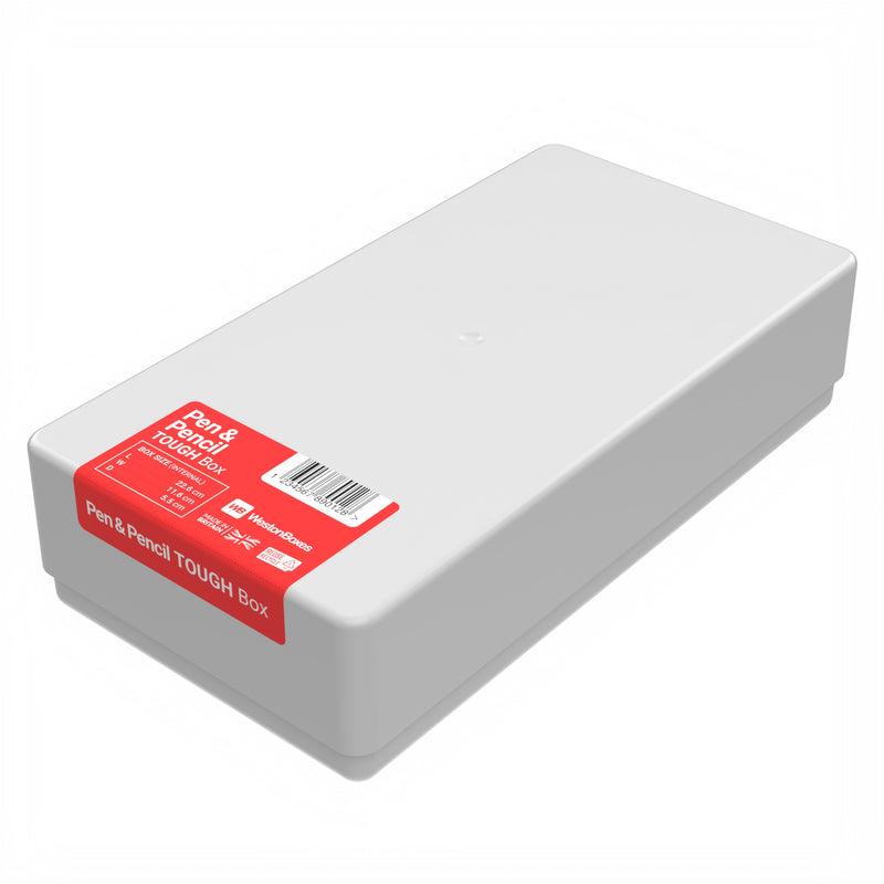 tough plastic storage case for pens and pencils made from white plastic