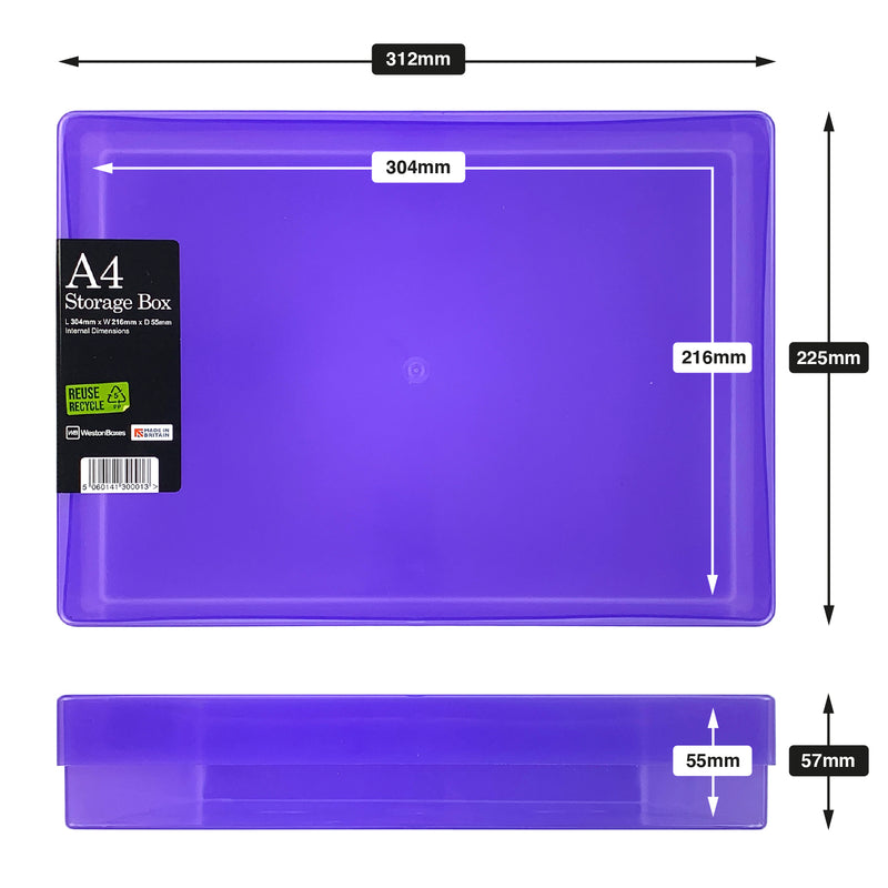 Purple A4 Storage Box Dimensions