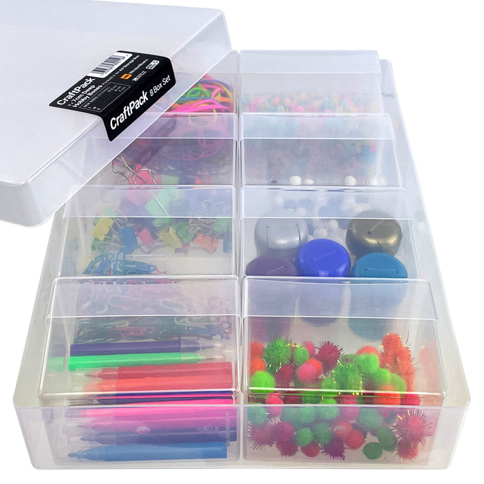 WestonBoxes craftpack multipack of small transparent clear craft storage boxes