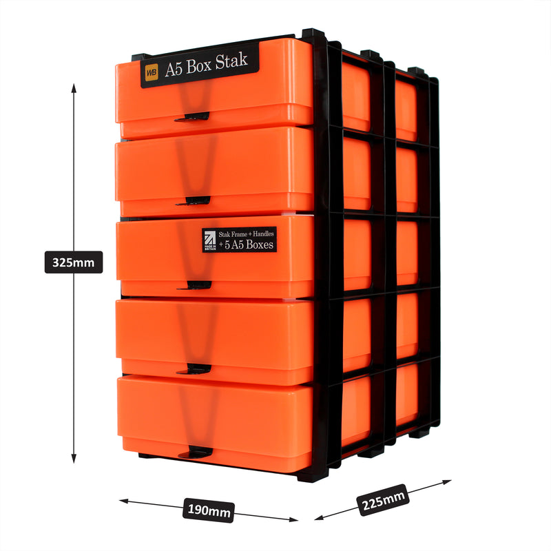 Neon Orange/Opaque, WestonBoxes Stak outer Dimensions