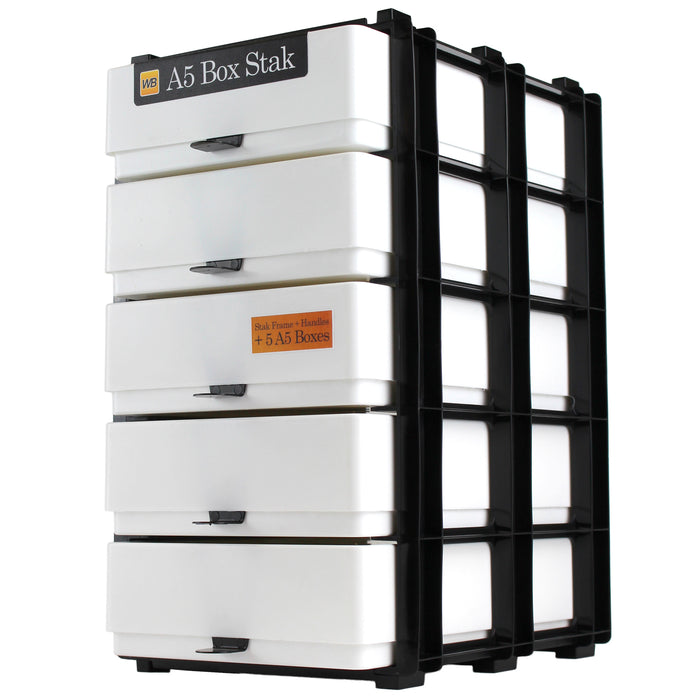 WestonBoxes A5 Paper Storage Box Stak stackable craft storage boxes white opaque tough impact resistant shatterproof