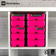 Neon Pink/Opaque, WestonBoxes 2 Stak pack in a Kallax unit