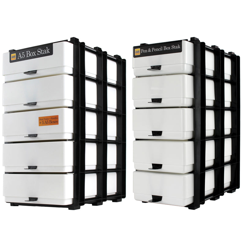 White/Opaque, WestonBoxes 2 Stak pack side by side