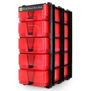 WestonBoxes pen and pencil storage box stacking unit for arts and crafts supplies red transparent