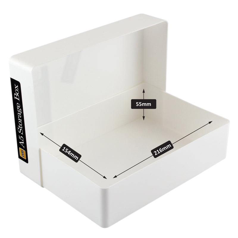 WestonBoxes - A5 Plastic Storage Box, White / Opaque
